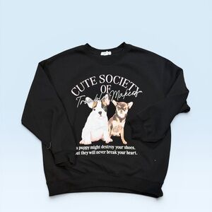 Cute Society Puppy Graphic Sweatshirt - Black